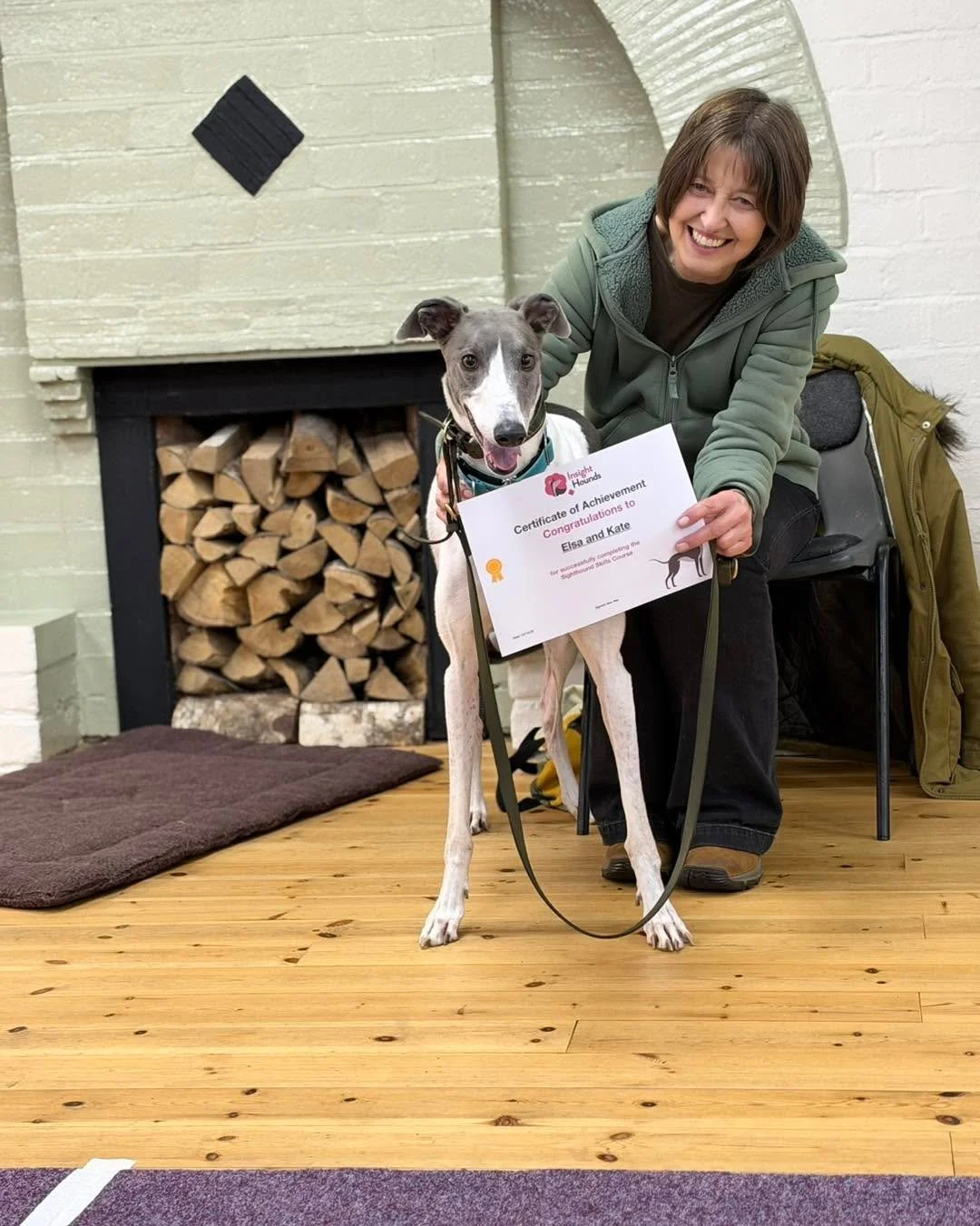 A big congratulations to Kate and Elsa, who completed their Sighthound Skills Course on Friday, and Anna and Diana, who completed theirs today! 

Both dogs seem to have taken to class life really well, and it&rsquo;s been lovely watching them learn. 