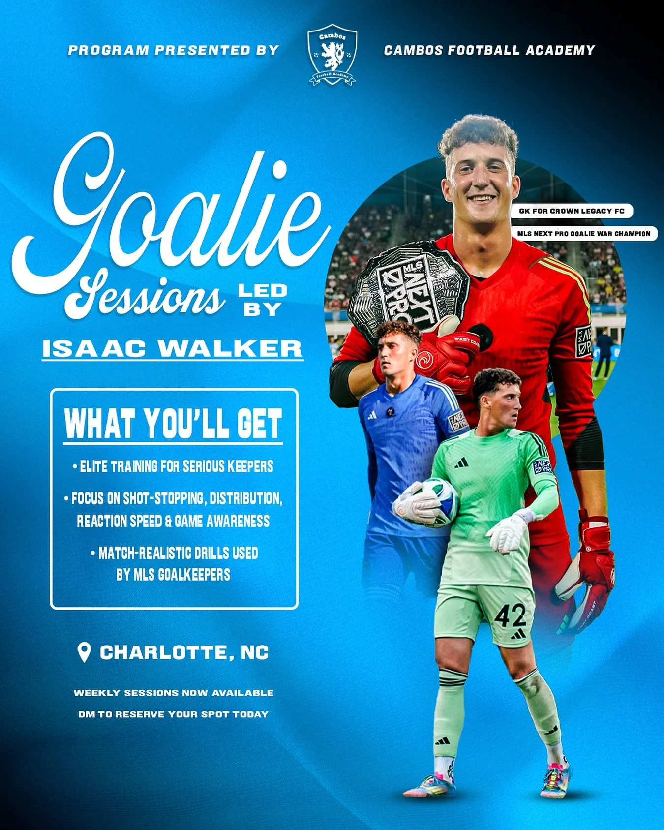 Goalkeepers, It’s Your Time🦋🧤
Due to high demand… We’ve added a dedicated goalkeeper program to Cambos Football Academy!
Shot-stopping, footwork, distribution — our keepers get real reps and real development. 🦋⚽️
Train wi