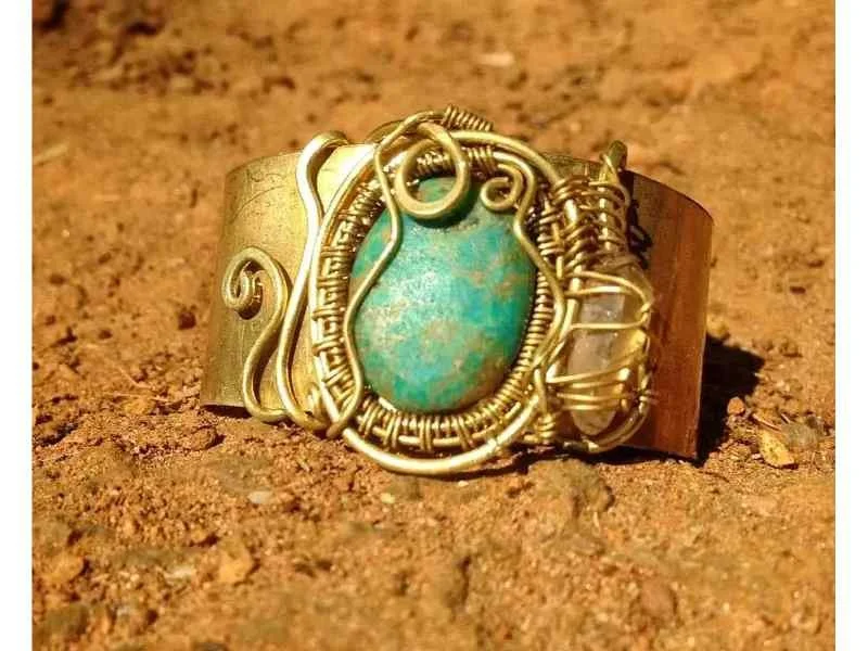 braclet manchette terre rouge turquoise.jpg