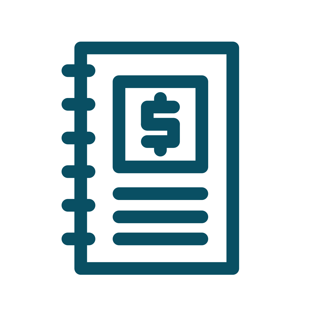 Illustration of a ledger book with a dollar sign on the cover representing organized bookkeeping and financial documentation.