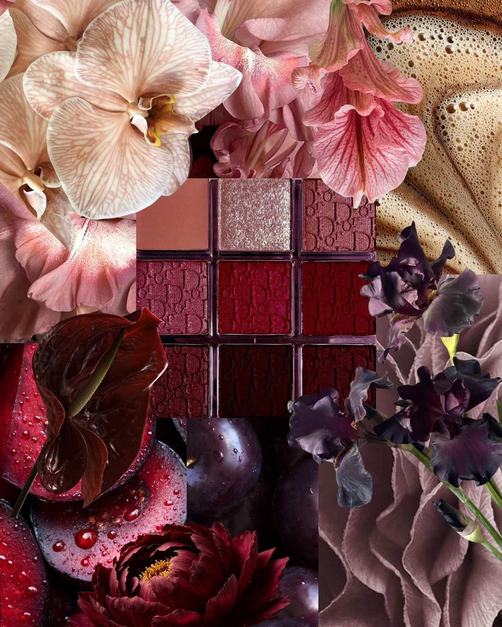 red + burgundy + plum + pink