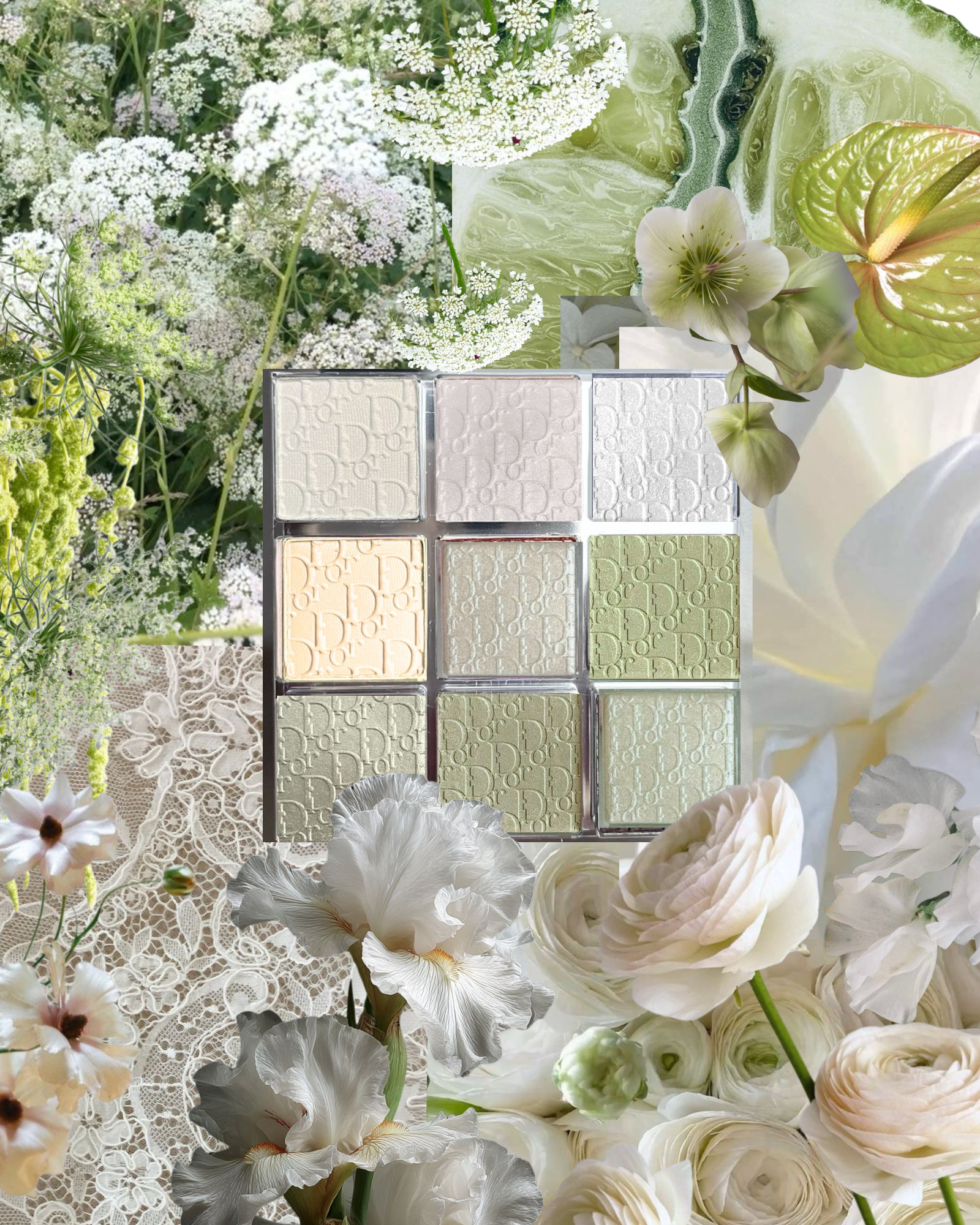 white + sage + ivory