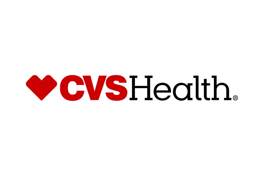 CVS Health logo with a red heart symbol on the left, the word 'CVS' in bold red text, followed by 'Health' in black text