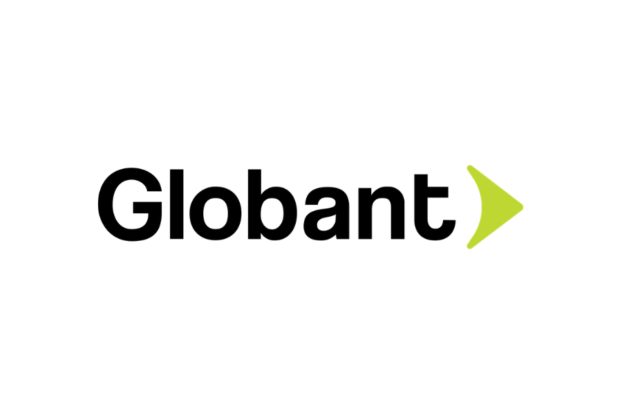 The word 'Globant' in bold black letters with a green arrow pointing to the right.