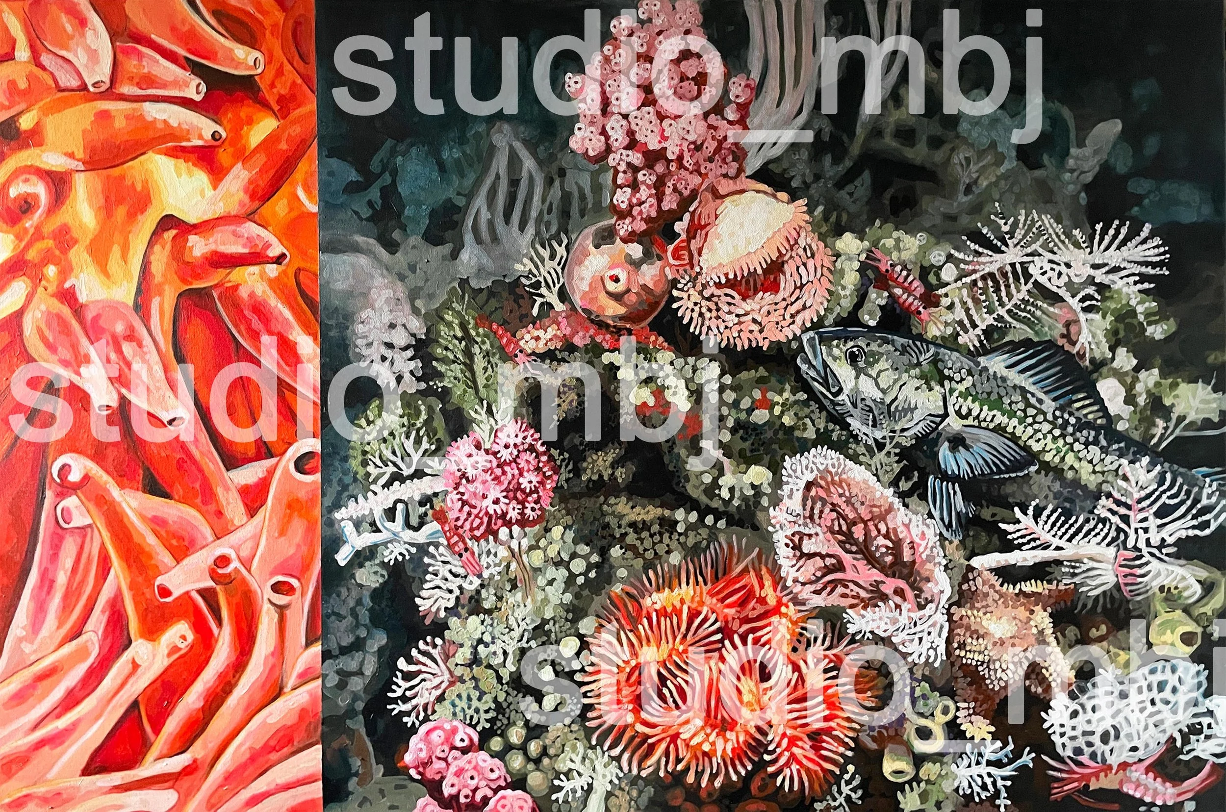 Uliaga Mound Block Party, 36x24" acrylic on canvas, 2025