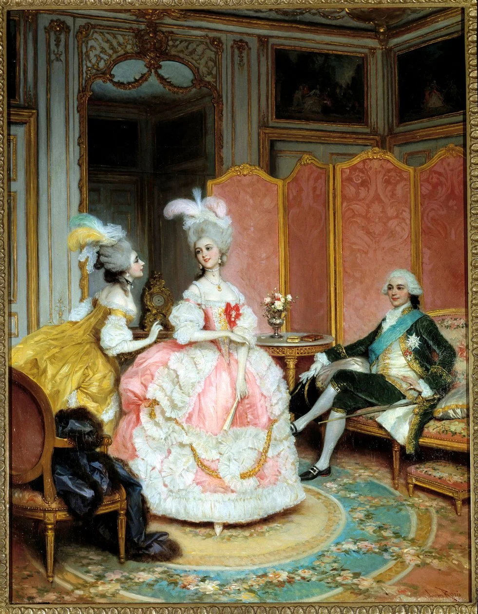 Image from https://www.meisterdrucke.us/fine-art-prints/Lucius-Rossi/948128/Prostitution:-%27The-pretty-courtesan%27.-A-young-woman-presented-to-a-gentleman-in-a-private-salon-in-the-18th-century-through-a-matchmaker.-Painting-by-Lucius-Rossi.html