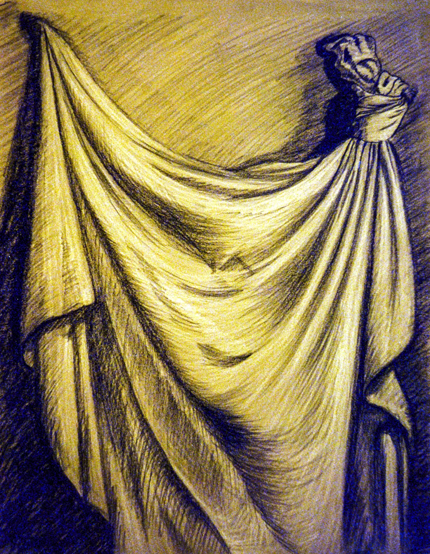 Still life drapery drawing by Rob Covington charcoal