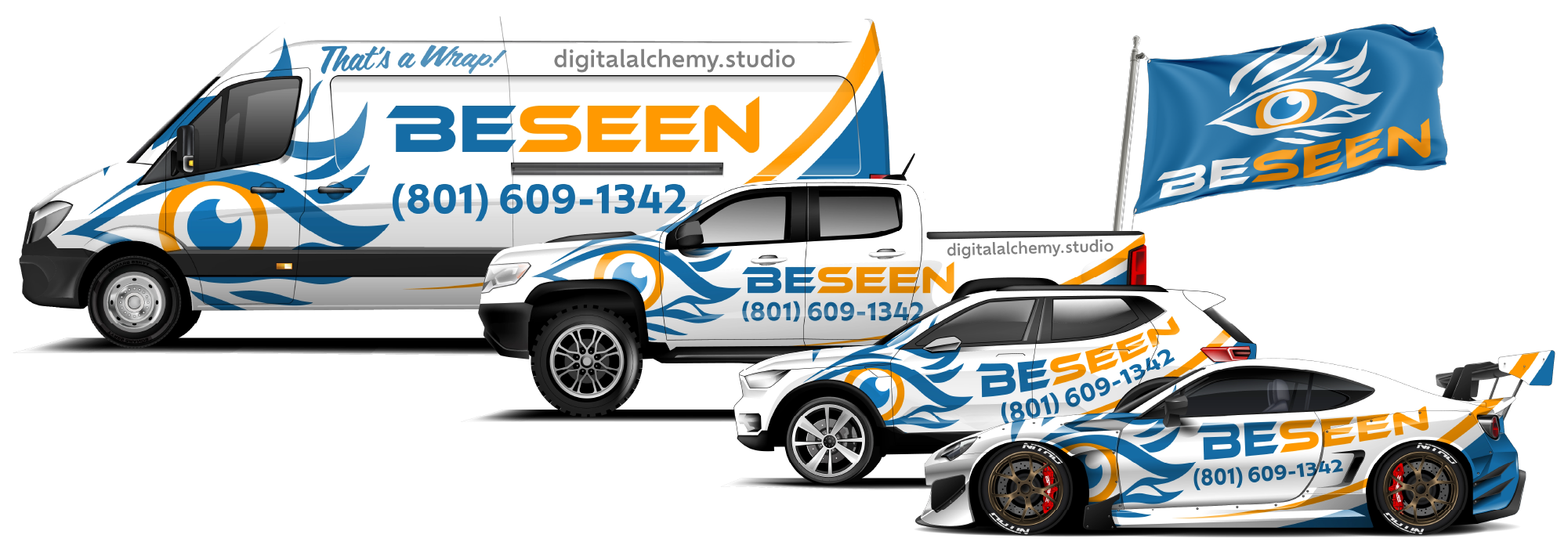 BeSeen branded vehicle wrap fleet graphics