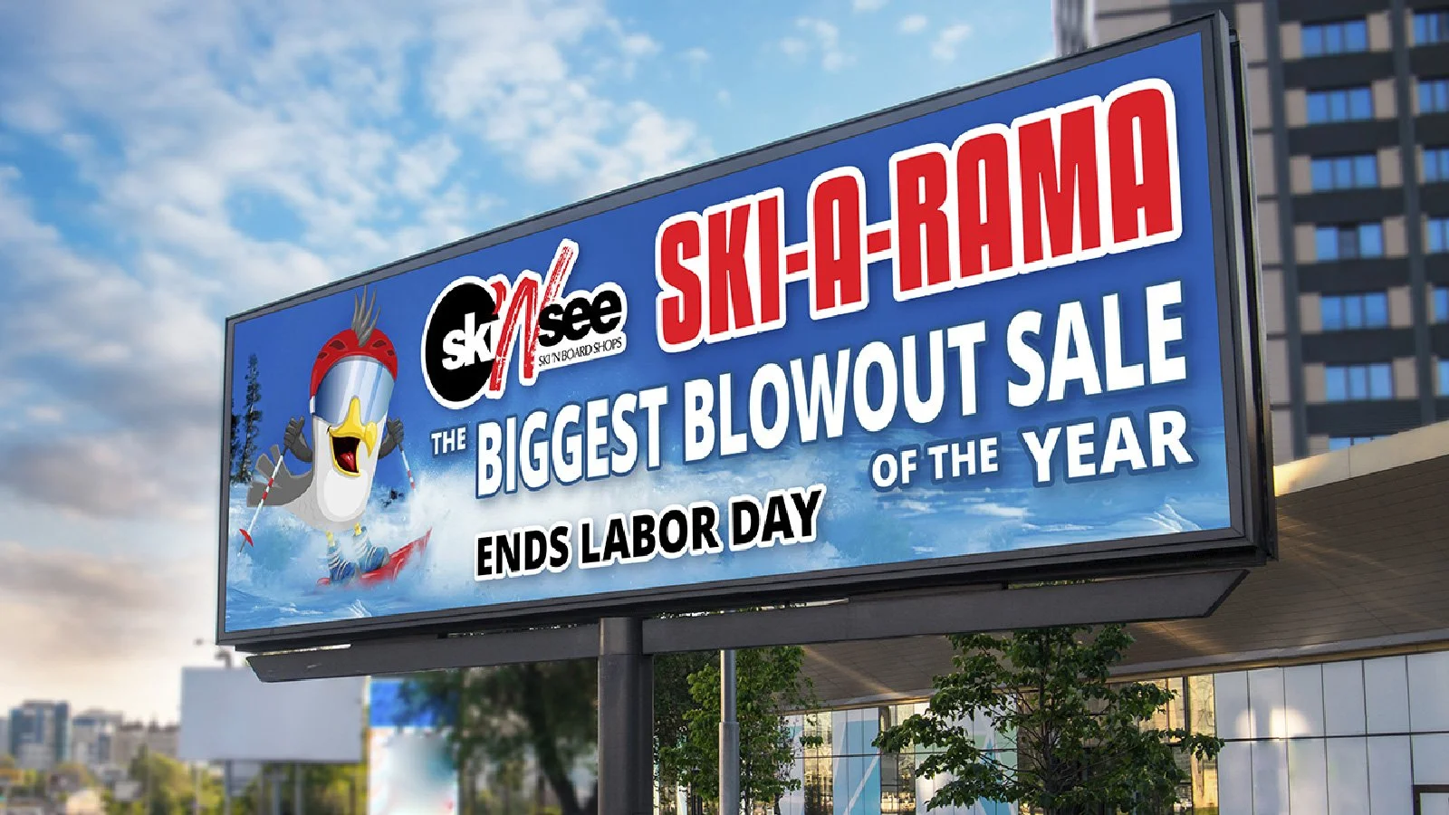 Outdoor advertising concept and design for Ski-N-See created by Rob Covington