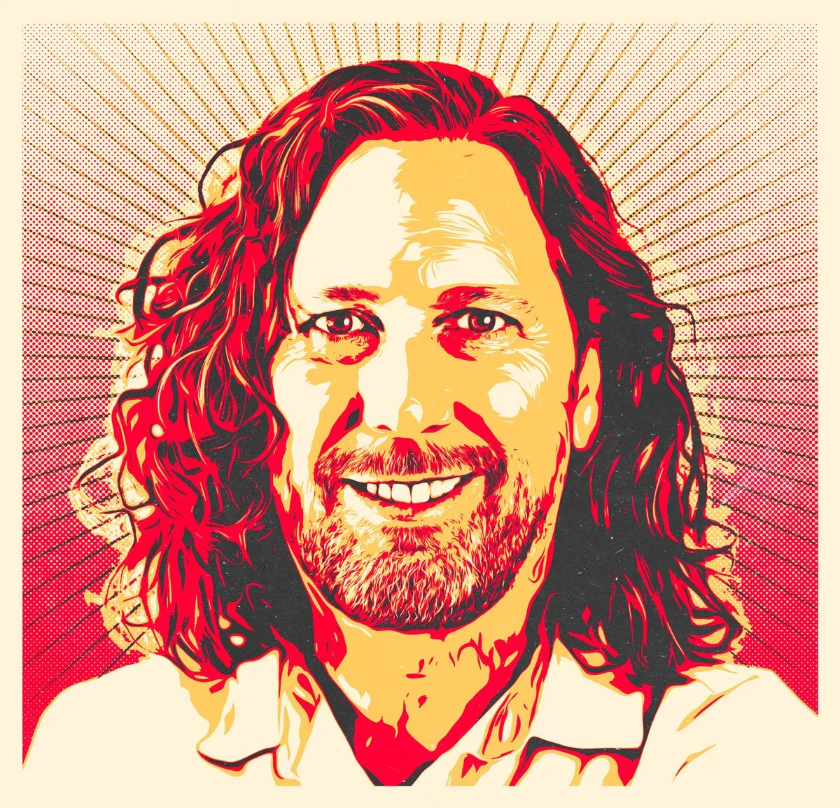 Vector style drawing of Rob Covington