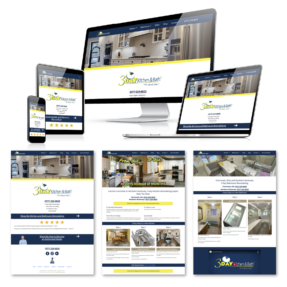 Website design 3 Day Kitchen & Bath by Rob Covington.