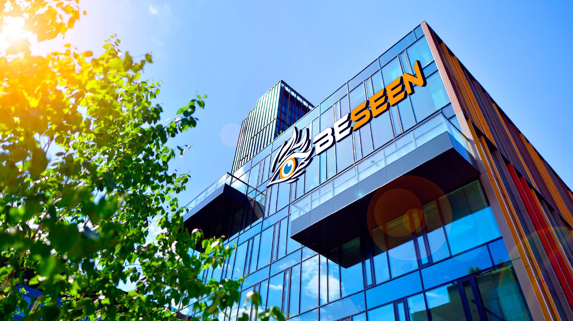 BeSeen branded building sign