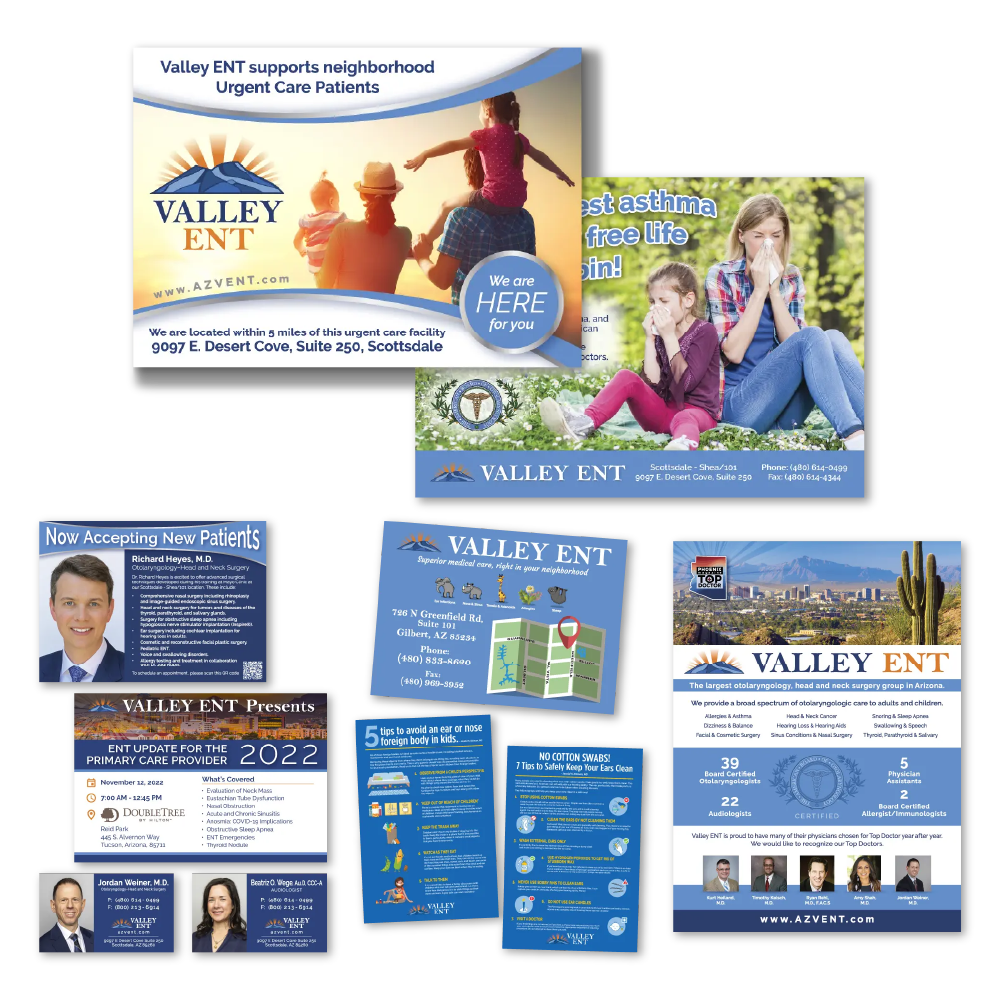 Collage of print design for Valley ENT created by Rob Covington