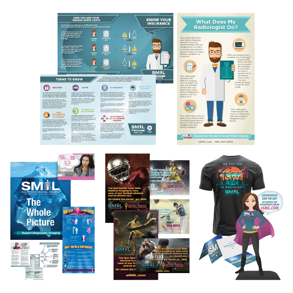 Collage of print design for Southwest Medical Imaging created by Rob Covington