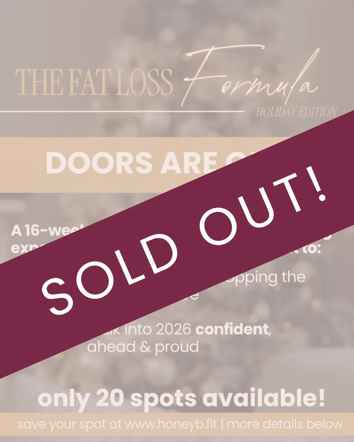 The Fat Loss Formula is officially FULL! 

My heart is full too - helping women make peace with food, fitness &amp; themselves never gets old.

If you missed this round, no worries&hellip; the next Cohort kicks off in January (and rumor has it 👀 the