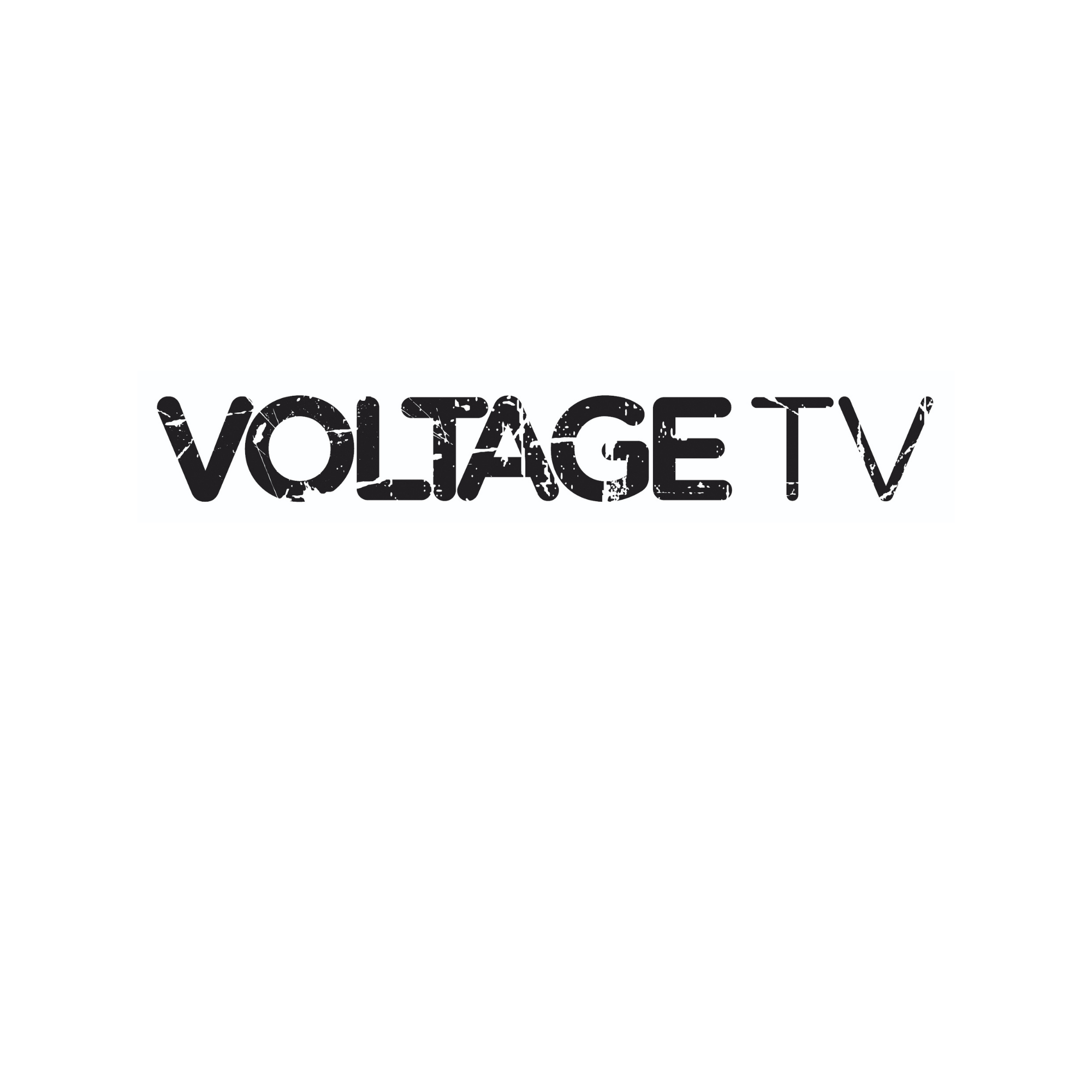voltage tv logo black font on white background