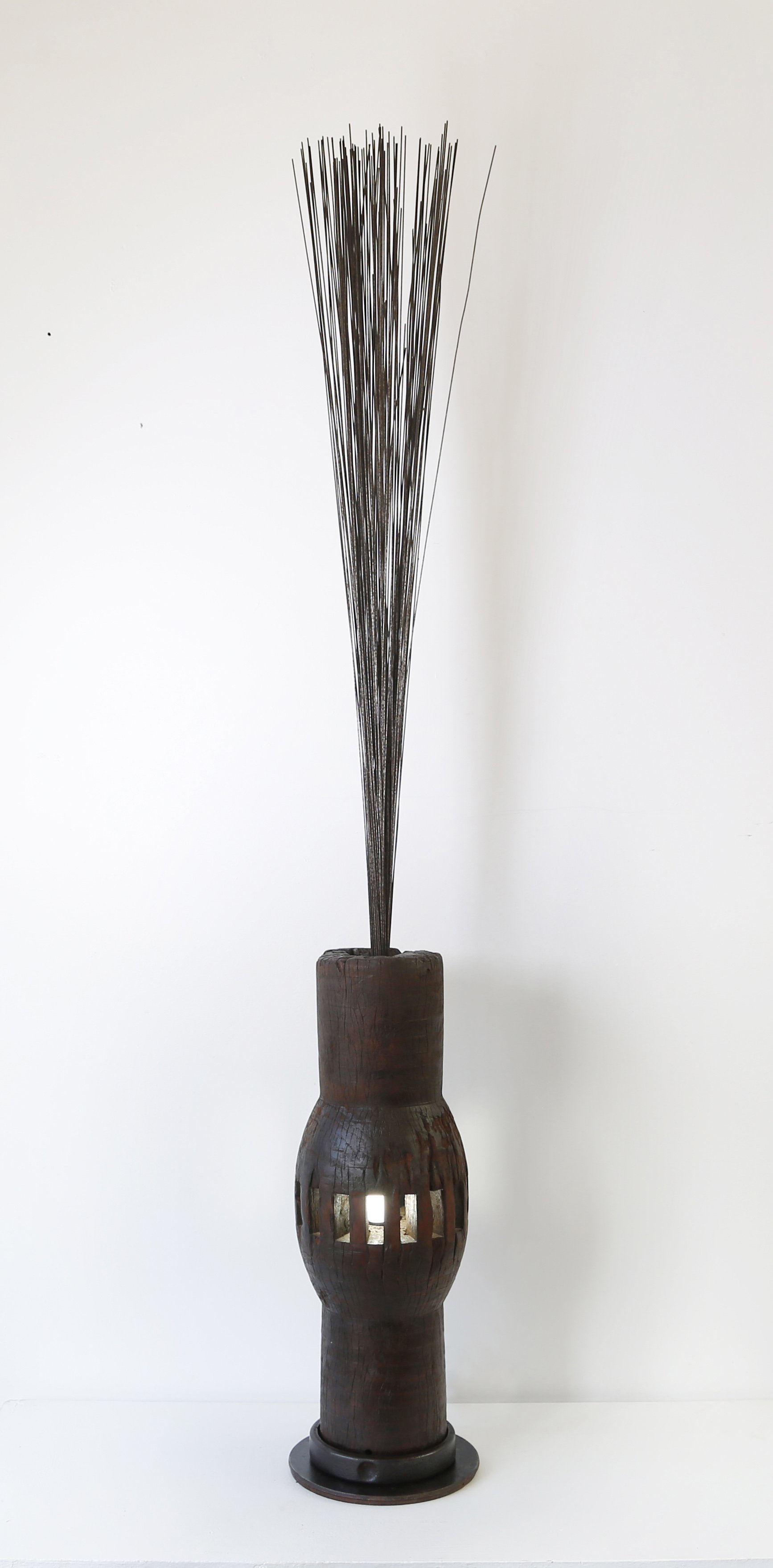 'Axle Lamp' wire and wood 160 x 20 x 20cm