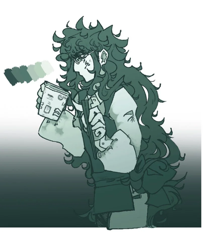 Monochromatic doodle of MASK with cup noodles 🖤 #oc #ocdoodle