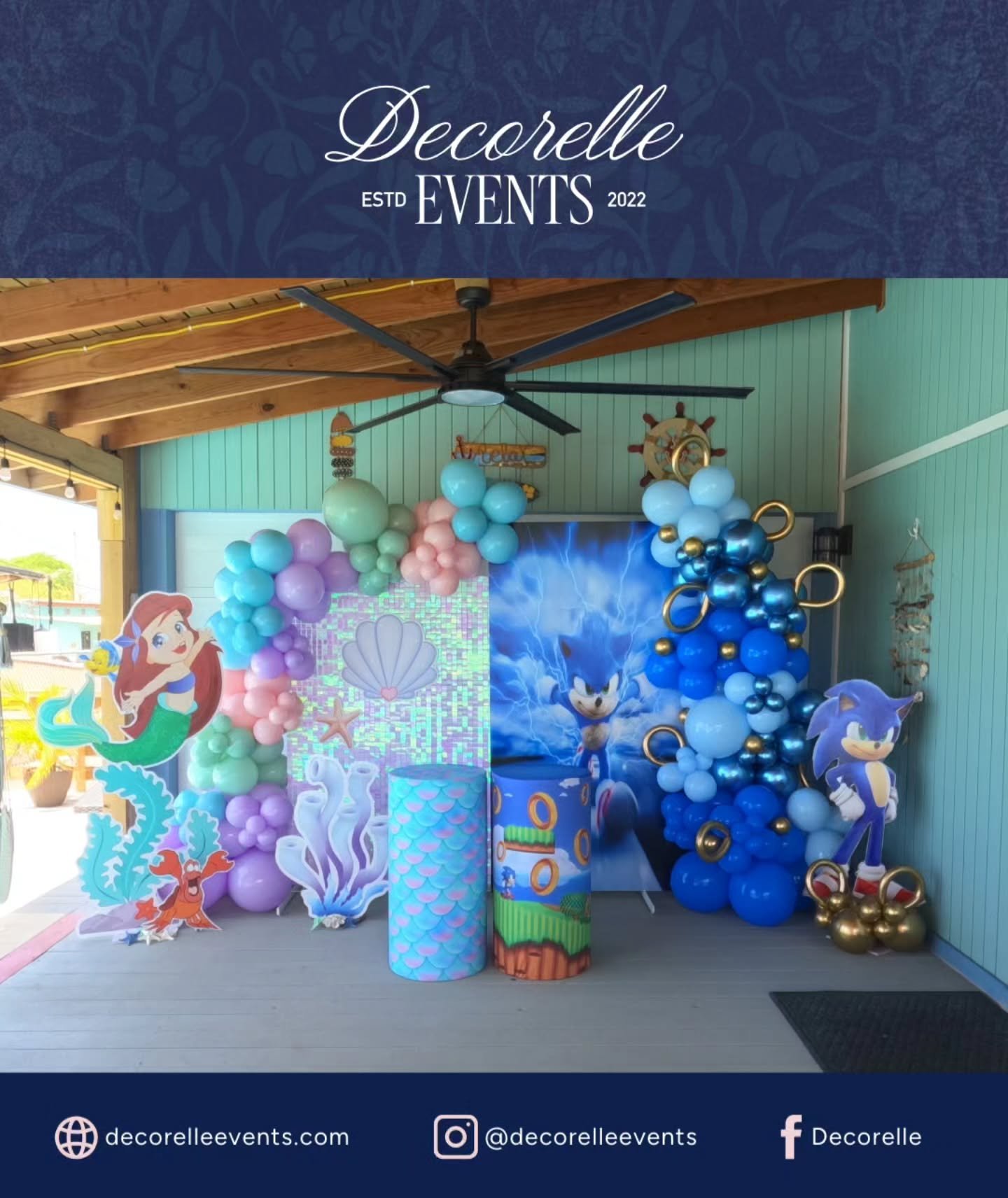 Ayer tuvimos el honor de crear una decoraci&oacute;n especial: Ariel y Sonic se unieron para celebrar el primer a&ntilde;ito de una princesa y el cumple de su hermanito. 

&iquest;Tienes una ocasi&oacute;n que celebrar pr&oacute;ximamente?

Escr&iacu