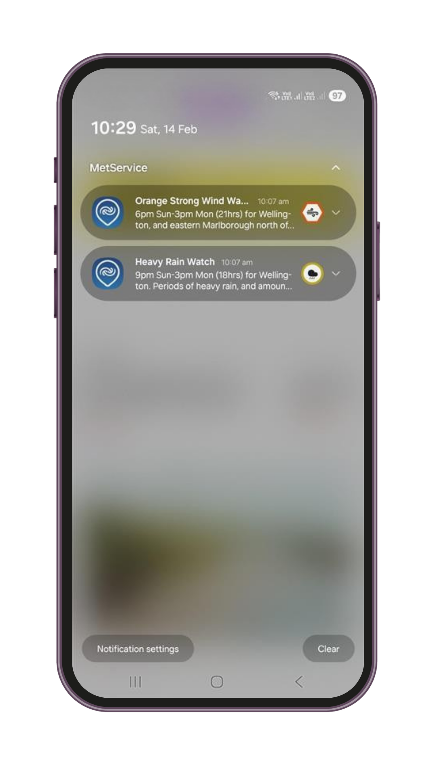 NZ Weather App push notifications — About MetService