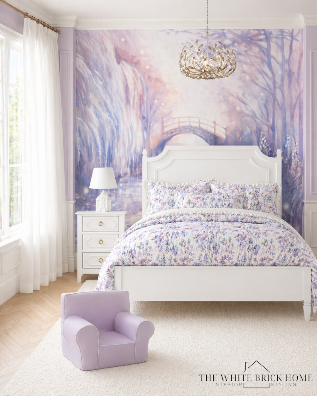 Princess-Inspired Girls Bedroom: Whimsical Lavender Design with Elegant Decor Ideas