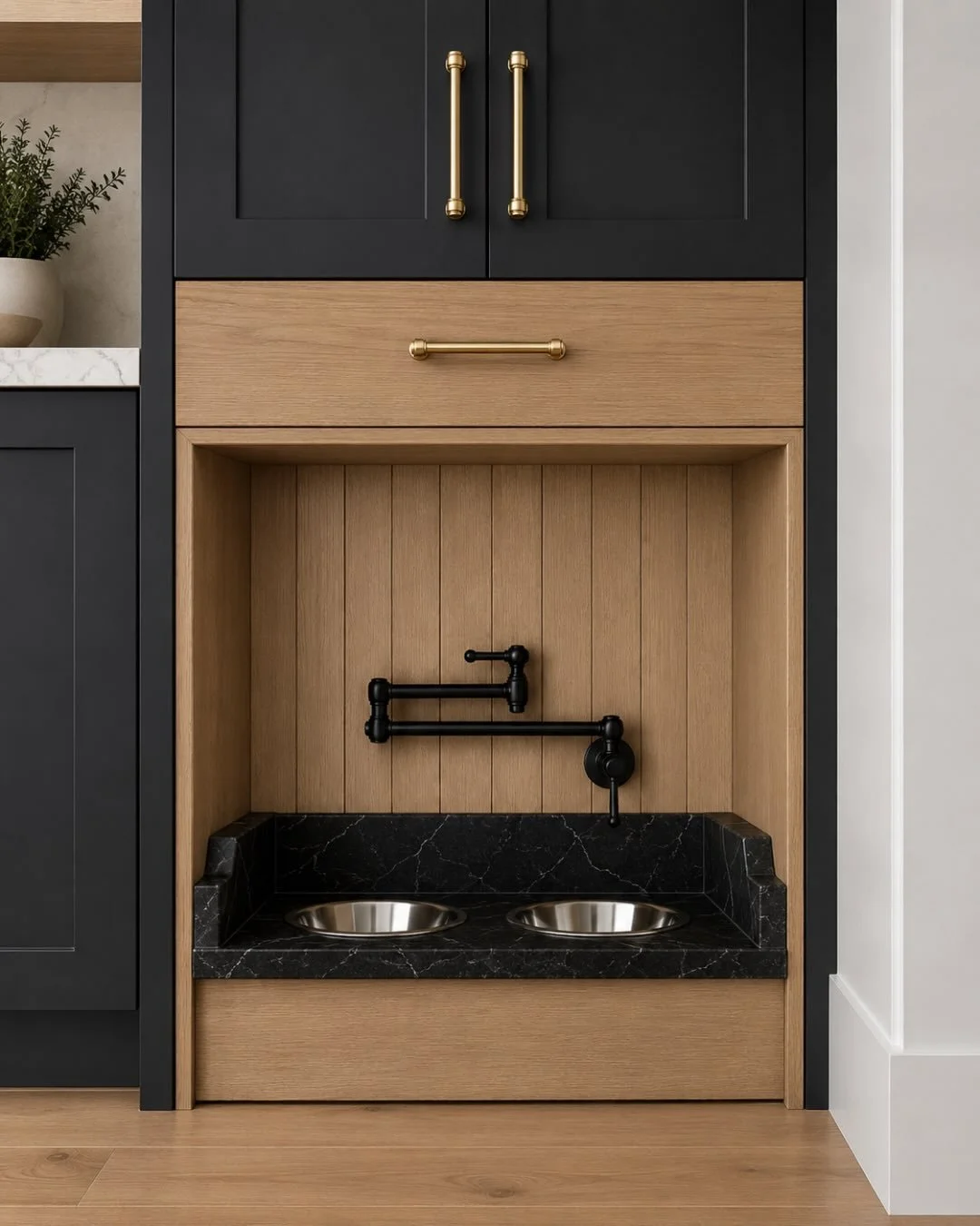 I am adding this feeding station onto my kitchen renovation wish list to accommodate for my new co-worker&hellip;

Meet Weller 🖤