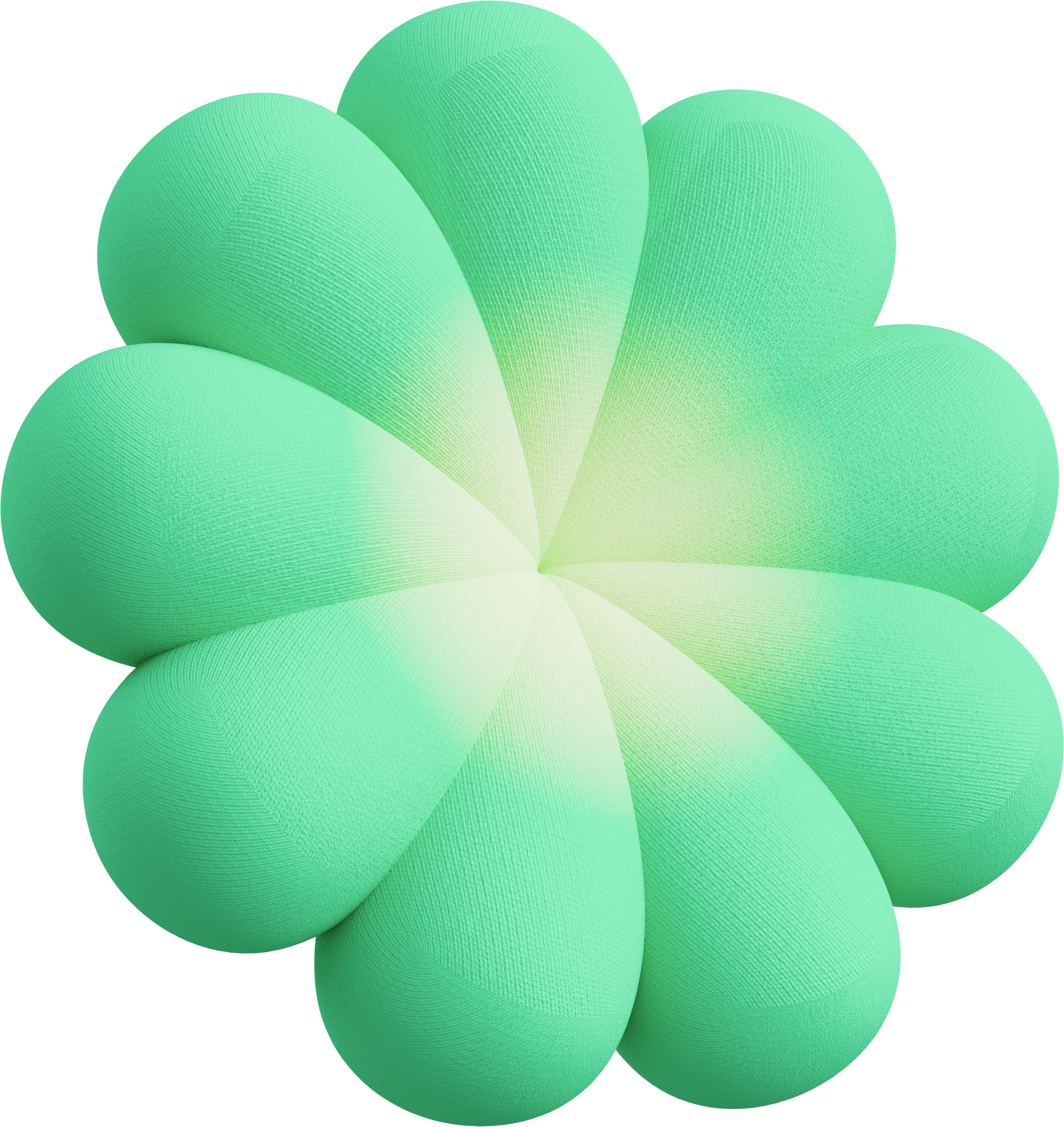 Green abstract 3D flower shape with soft lighting