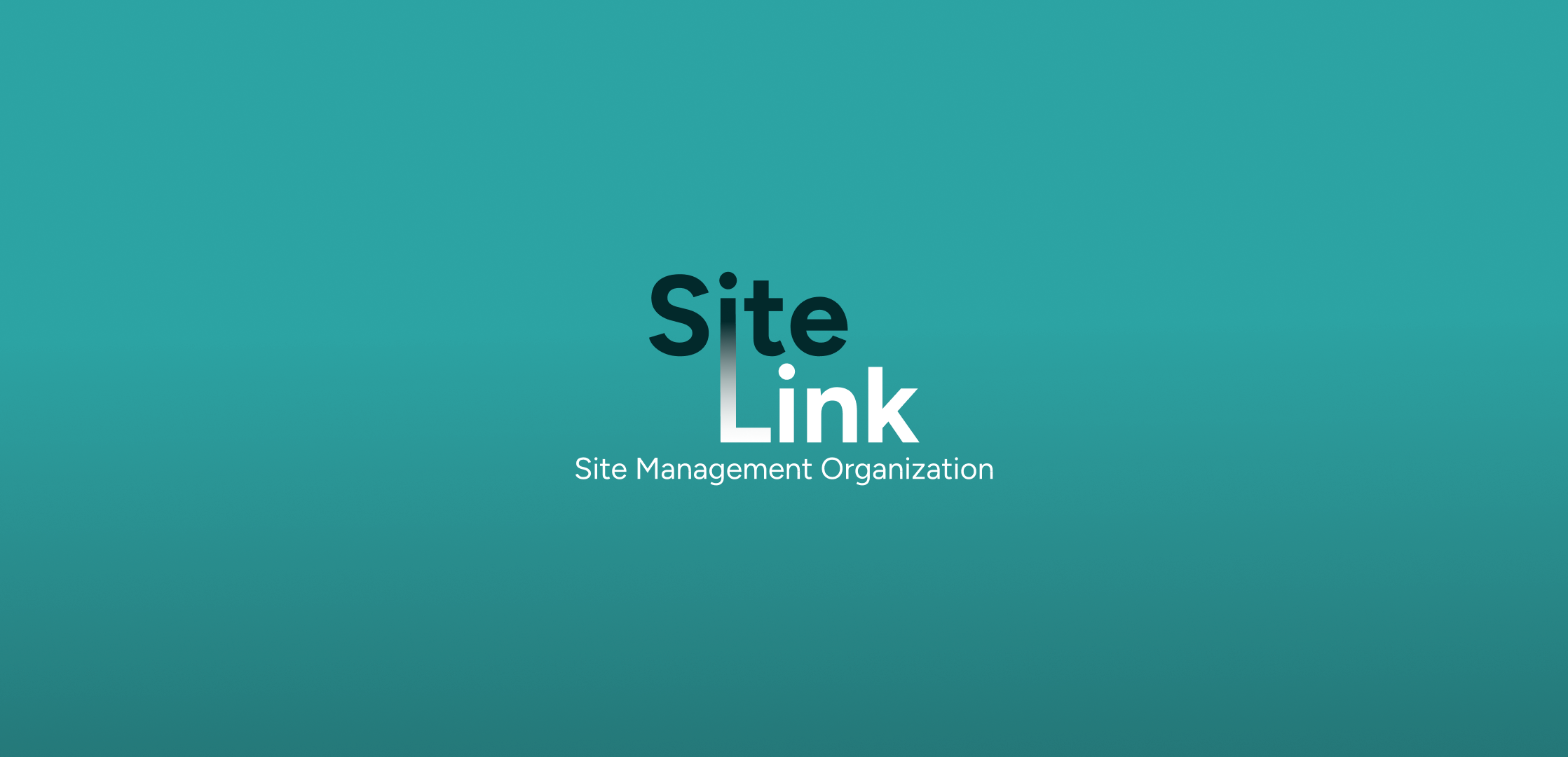 Teal background with text 'Site Link' and 'Site Management Organization' in white and black.