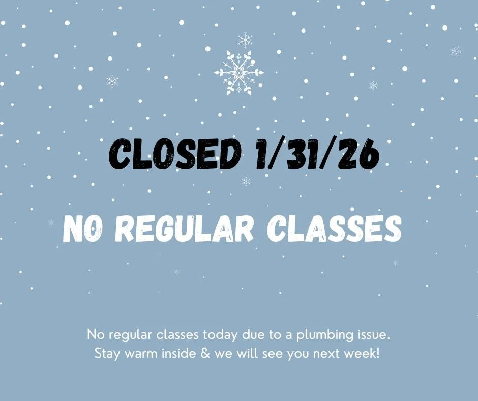 No regular classes TODAY 1/31 due to a plumbing issue. We are working on getting it fixed and hope to be able to reopen this afternoon at 1:30pm for our "Pop Up" Ballroom class. 

Parents, please check your email for information about makeu