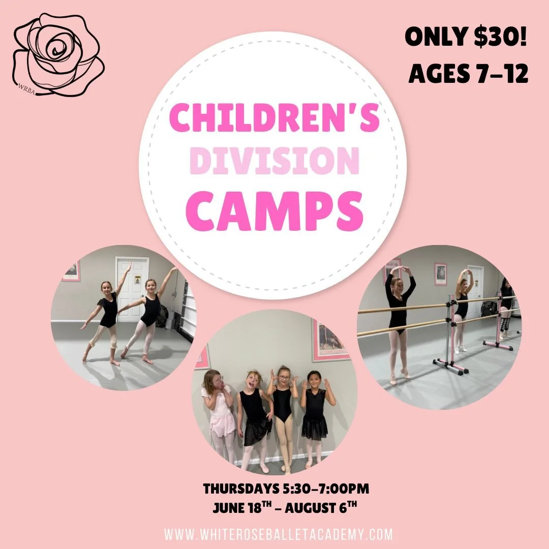 Join us this summer! ☀️

Our children&rsquo;s division classes include instruction in ballet and an additional rotating style each week (jazz, modern, ballroom and strength/stretch). Designed for ages 7-12 with or without previous dance experience. J