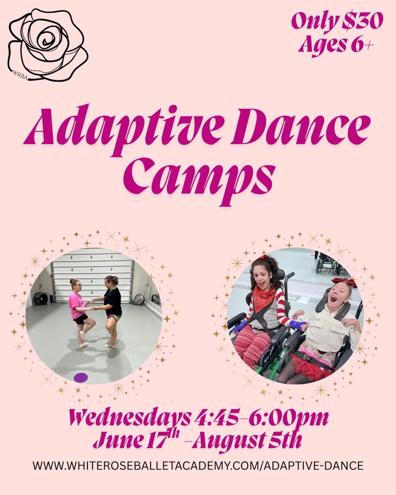 Adaptive Dance Camp registration is coming soon! Mark your calendars for April 1st📆 

The Adaptive Dance program includes 1.5 hours of instruction in ballet and supplemental styles
(like jazz/hip-hop and musical theatre) according to each week&rsquo