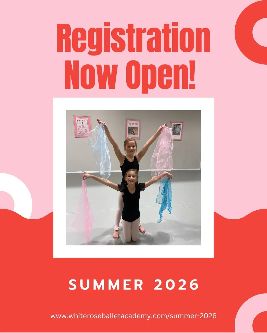 We're dreaming of summer days😎 Registration is now open for our Summer 2026 programs! We have something for everyone - ages 3 &amp; up. Registration can be found on our website: www.whiteroseballetacademy.com/summer-2026.

Space is limited in order 