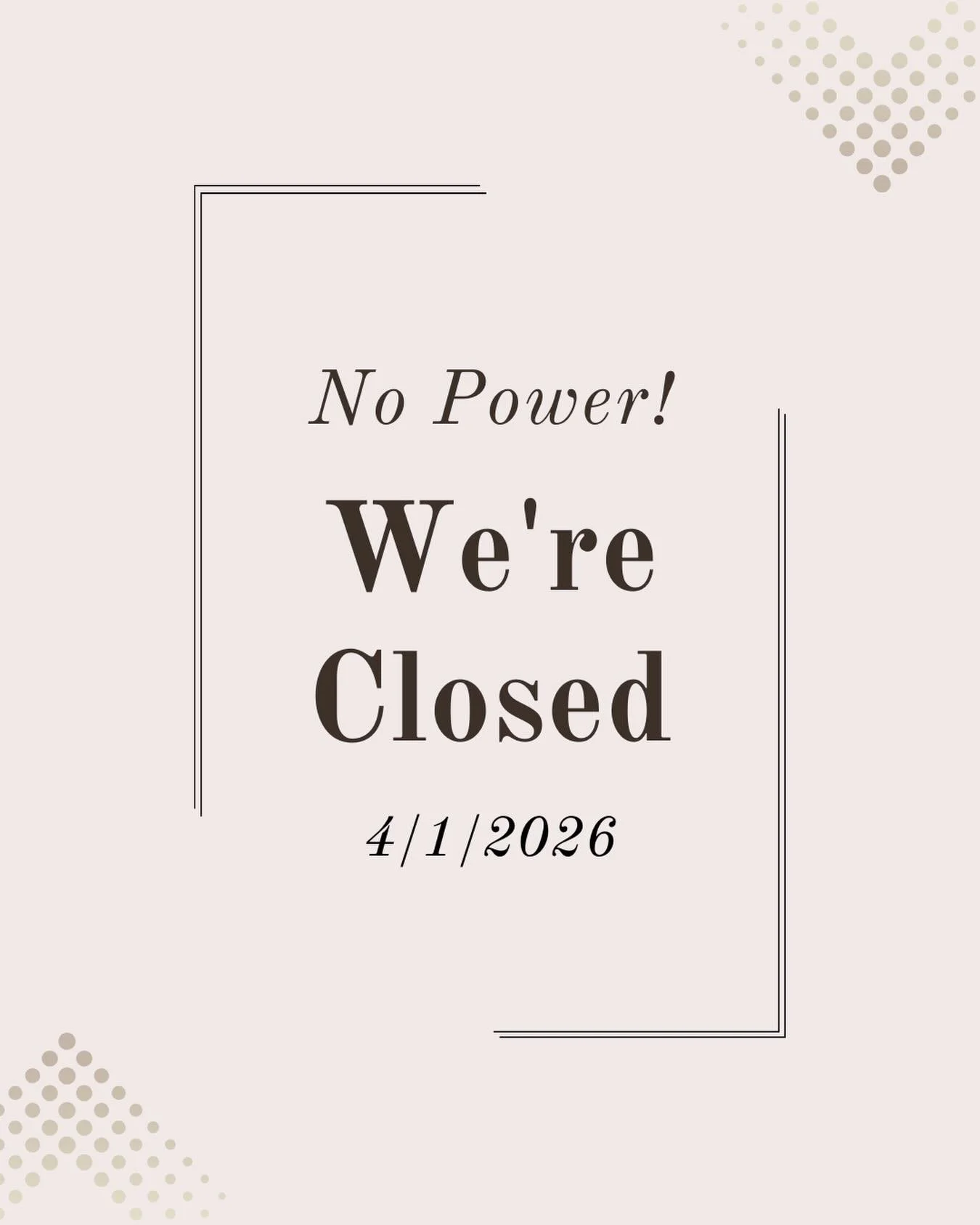 The studio still does not have power after last nights storm. All evening classes are canceled! ☔️
