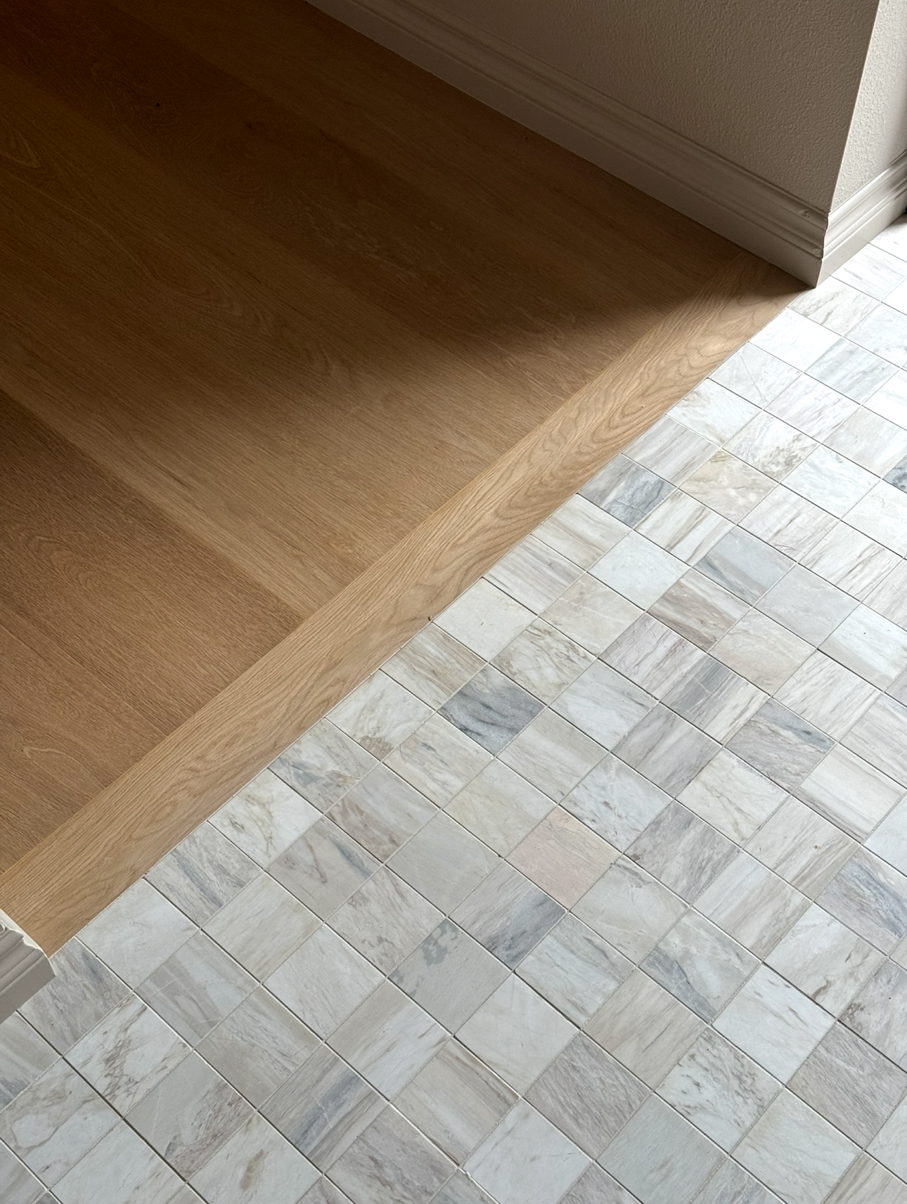 floor tile to hardwood, seamless transitions.