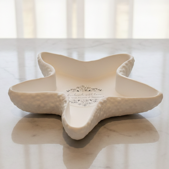 Promo graphic for The Scent of Focus corporate wellness workshop by The Scent of Burnout, showing a white eco-stone starfish tray and investment pricing details.