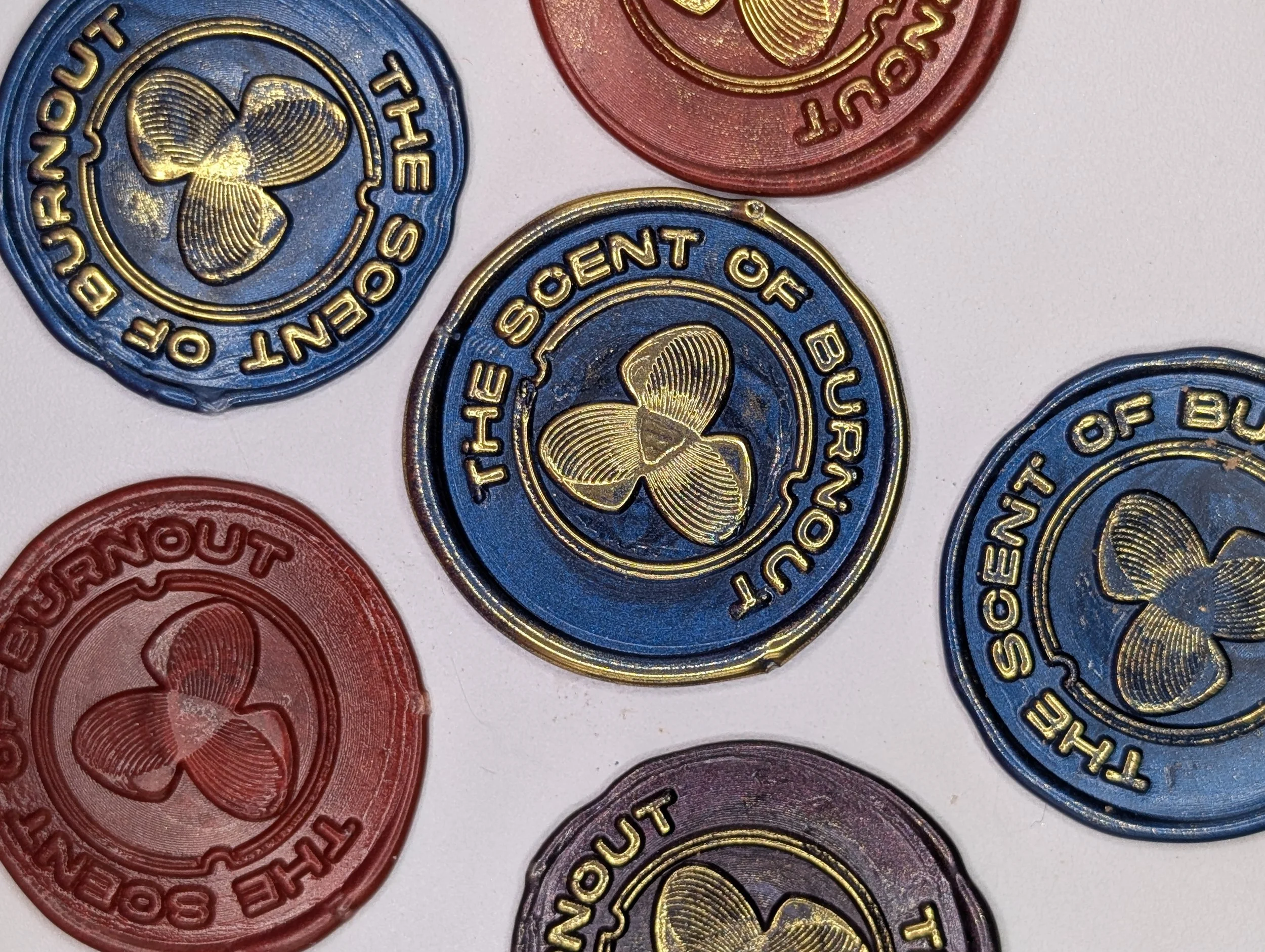 navy blue wax seals with gold The Scent of Burnout