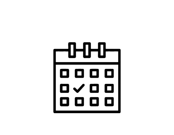 Outline of a calendar with checkmarks on some dates.