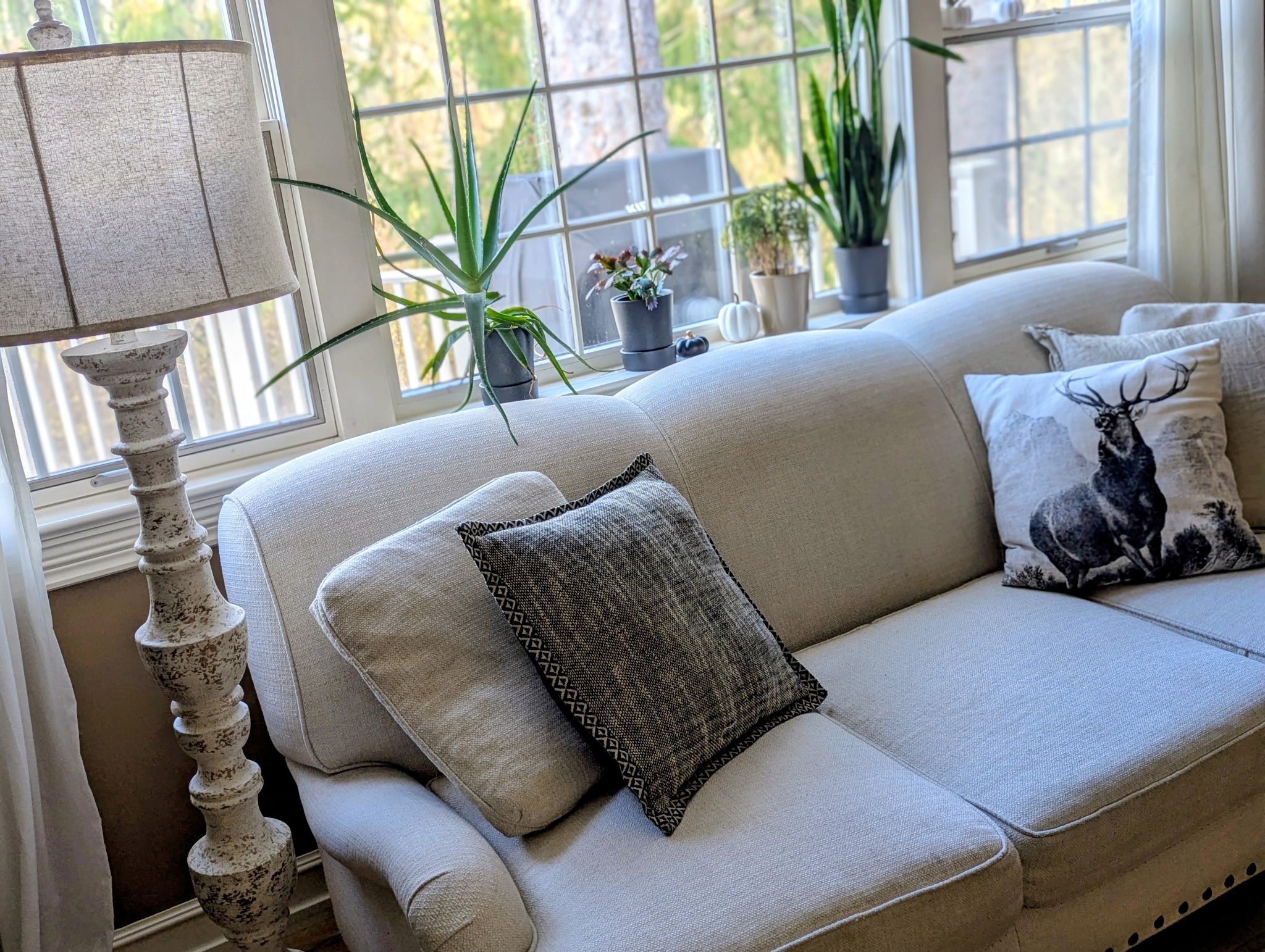 Cleaned home in Macedonia Ohio showcasing a clean white couch in a family room
