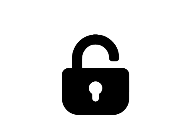 Icon of a padlock with the shackle in an unlocked position.