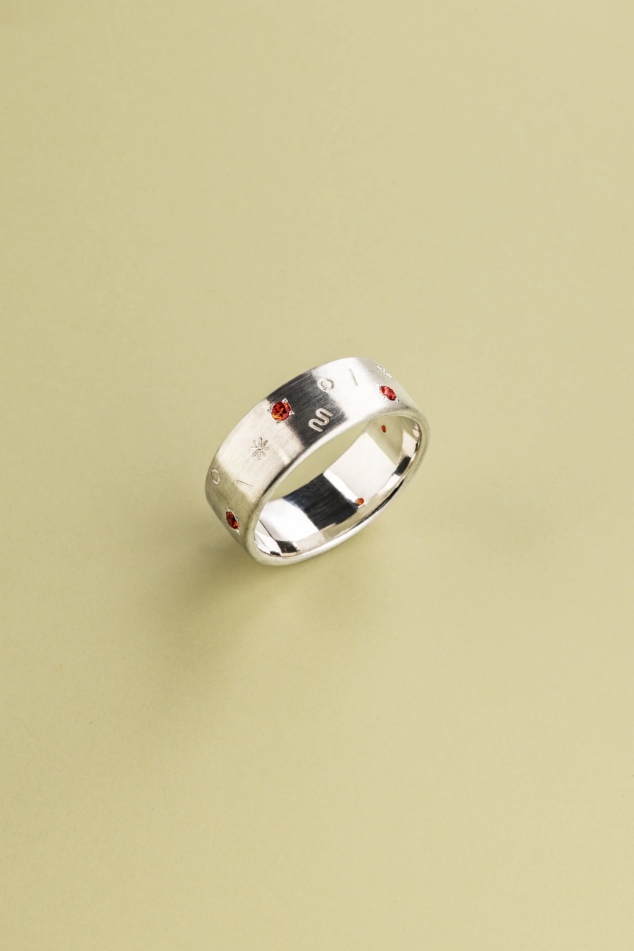 S L O W  Big Band with Orange Sapphires *MTO* - Sterling Silver