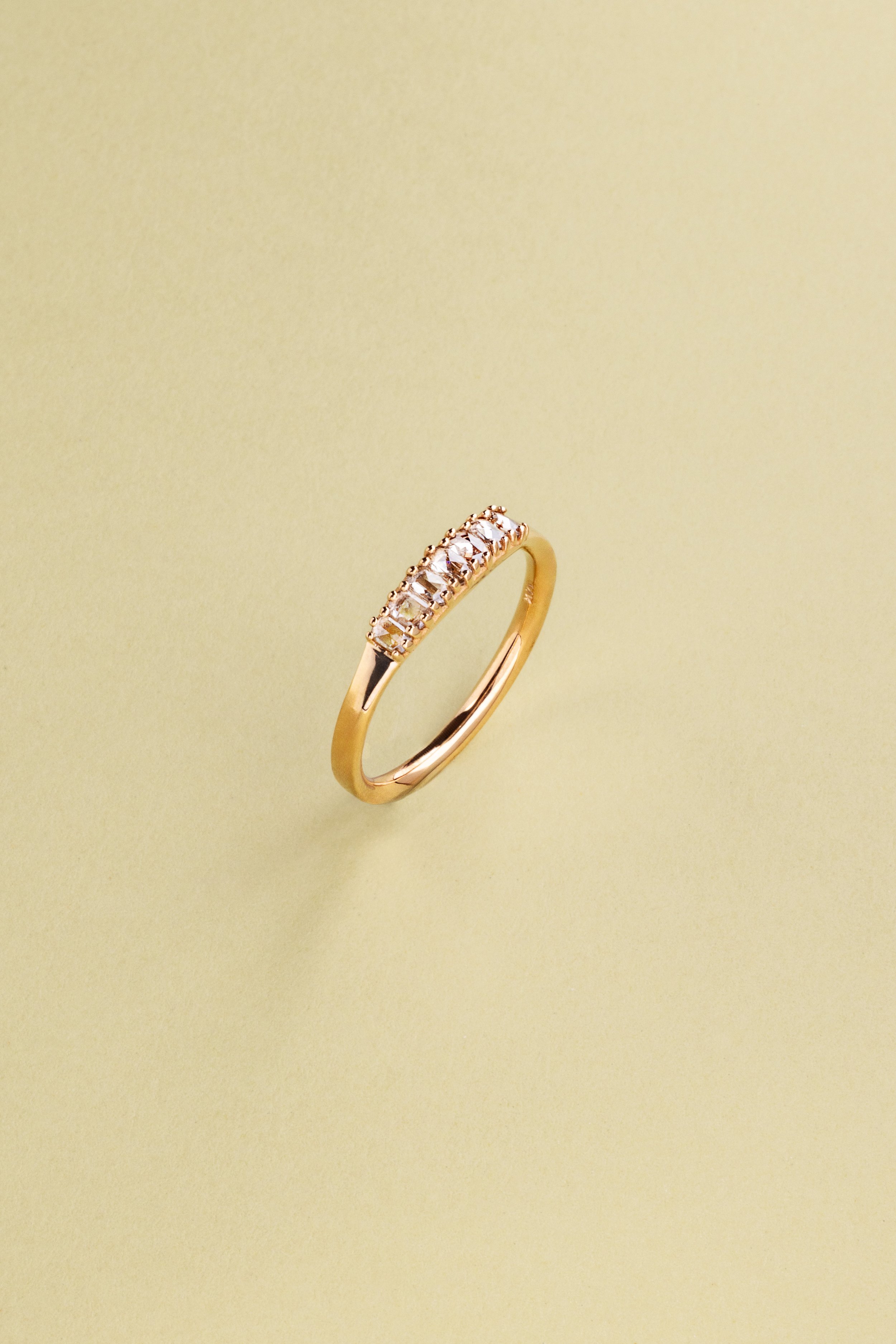 7-Stone Elongated Cushion Rose Cut Natural Diamond Band 0.28CTW - 14k Yellow Gold