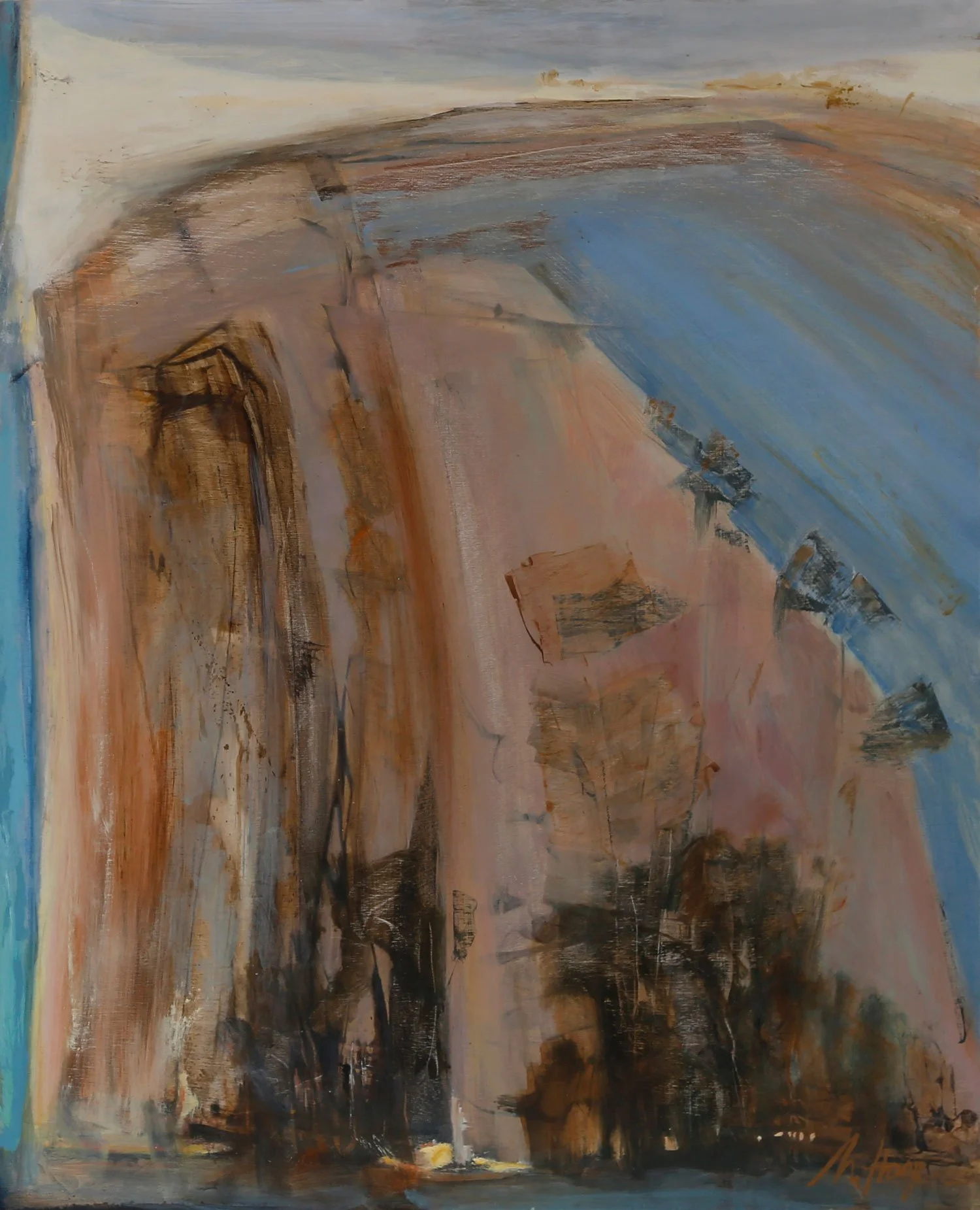 MIDDLE BEACH LOOP - Acrylic, pigment and oil on board. 60.3 x 75.5 cm $2600