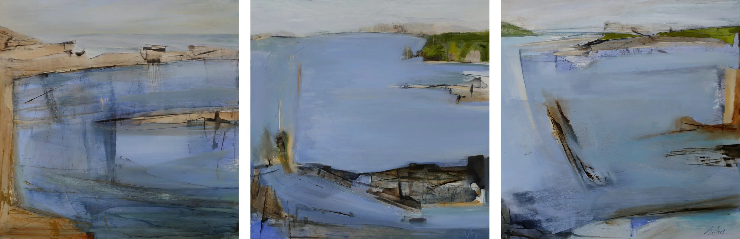 TIDAL TRILOGY – Acrylic, pigment and oil on board 60 x 60 cm $6750 (as a set of three) or may be purchased individually ($2250)