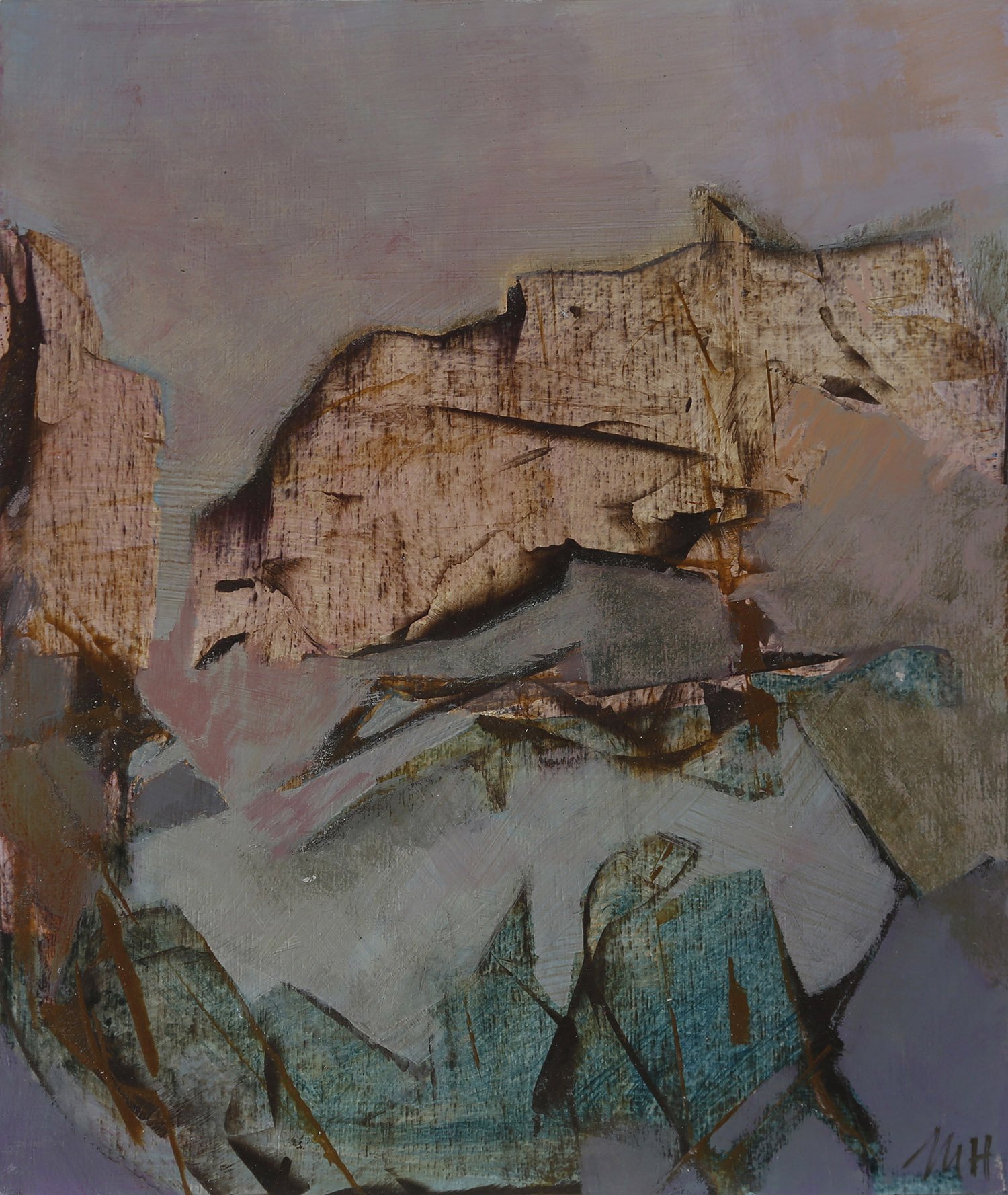 'Awash' pigment and acrylic on board 28.4x23.8