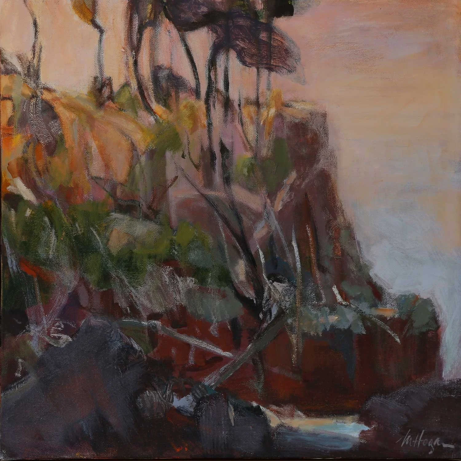 EVENING WALK - Acrylic and oil on canvas  40 x 40cm $1850