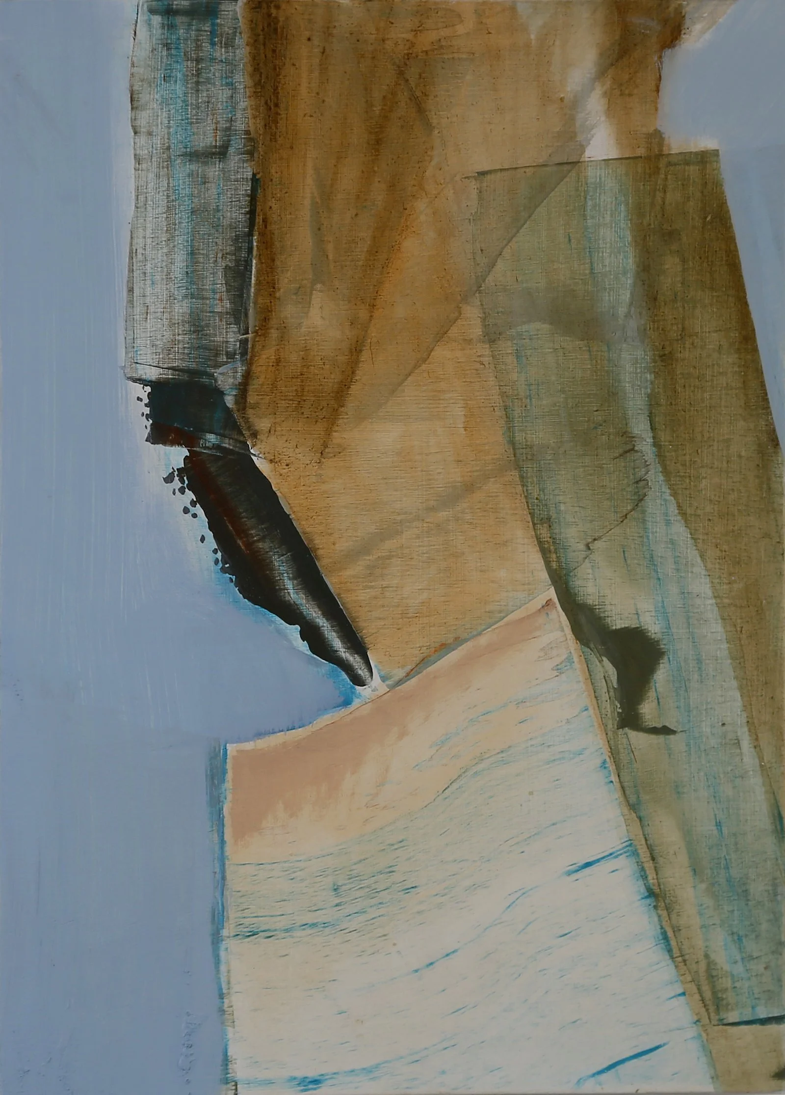 COASTAL TRIPTYCH – DETAIL (Cliff) Acrylic, pigment and oil on board 41.7 x 30cm (x 3) $3300