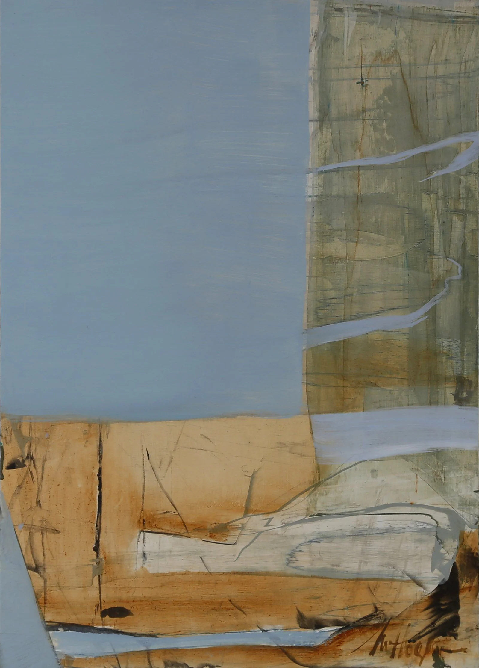 COASTAL TRIPTYCH – DETAIL (Inlets) Acrylic, pigment and oil on board 41.7 x 30cm (x 3) $3300