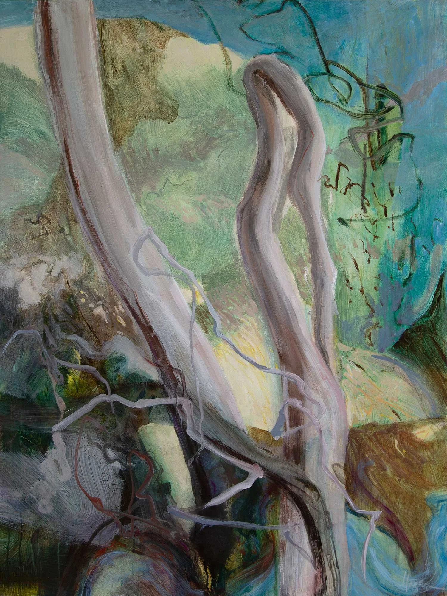 'We Draw Deep' acrylic on canvas 120.5x90cm Tasmanian Oak frame $2800