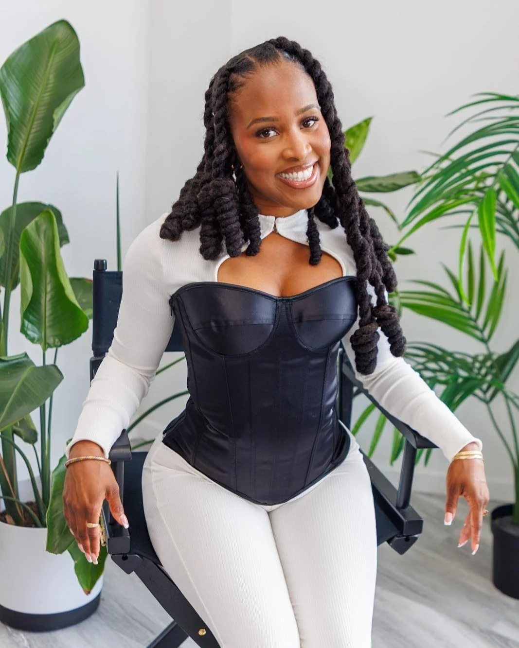 A woman with locs