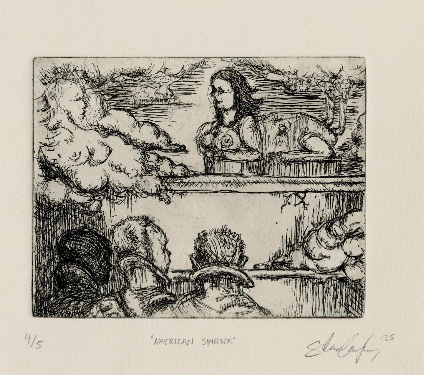 American Sphinx, 2025
An edition of five etchings based off of the work of Tiepolo. 
&bull;
&bull;
#makemcad #intaglio #intaglioetching #Tiepolo #giovannitiepolo #sphinx